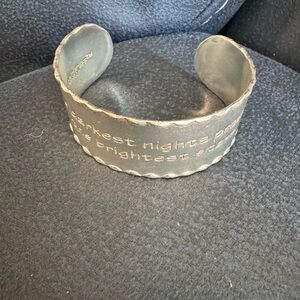 Rustic Cuff Matte Silver Inspirational Engraved Bracelet